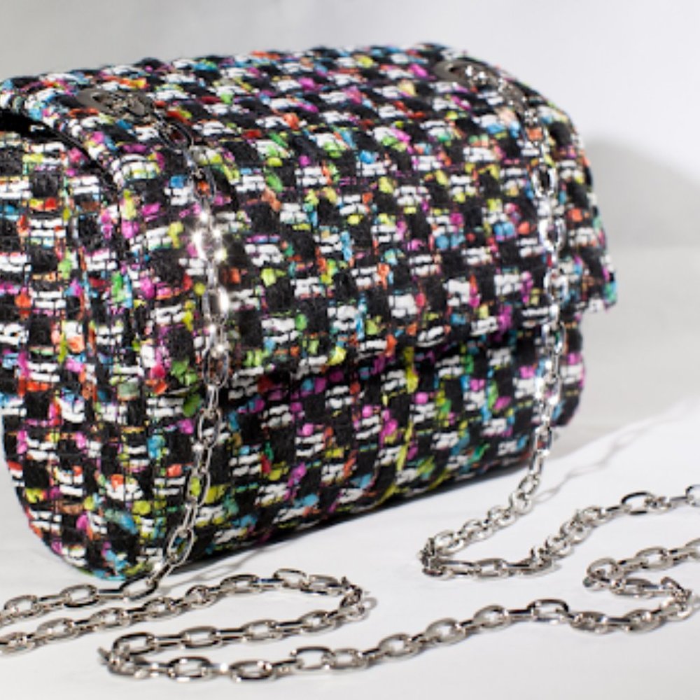 Sian Rare Linton tweed cross body bag with silver chain